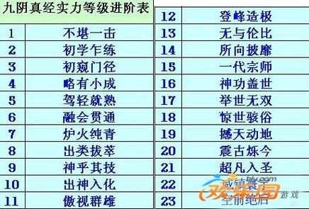 九阴真经等级划分详解:快速提升等级的秘诀